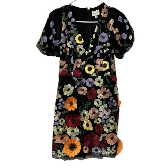 Adelyn Rae Floral Print Flower V-neck Puff Sleeve Dress Dress(Size Small) - Picture 6 of 10